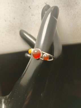 Vintage Stacked Amber Cabachons Ring Size 5.75 Vintage 70's